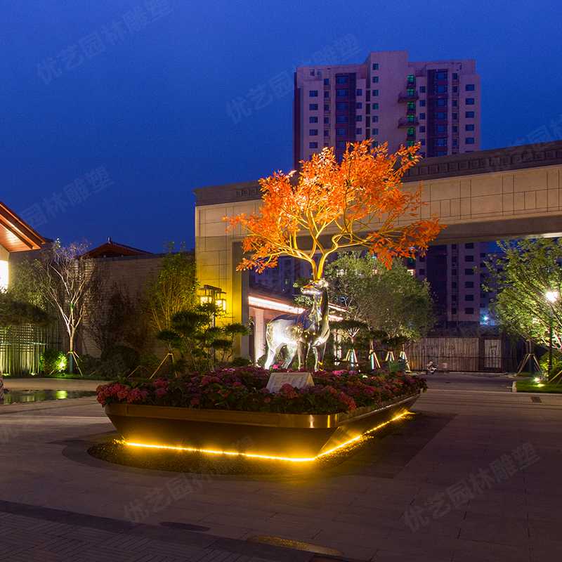 不銹鋼鹿，不銹鋼雕塑廠家，定制不銹鋼雕塑