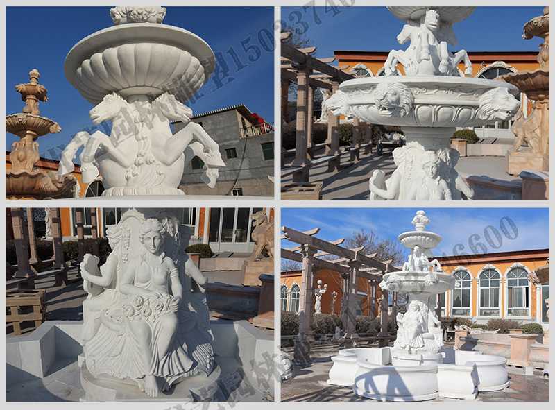 大理石噴泉，歐式人物動物噴泉，室外景觀噴泉定制