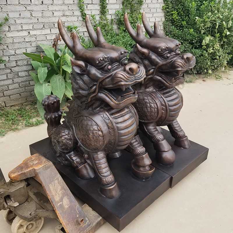 銅麒麟雕塑，銅麒麟擺件，鎮(zhèn)宅風水麒麟