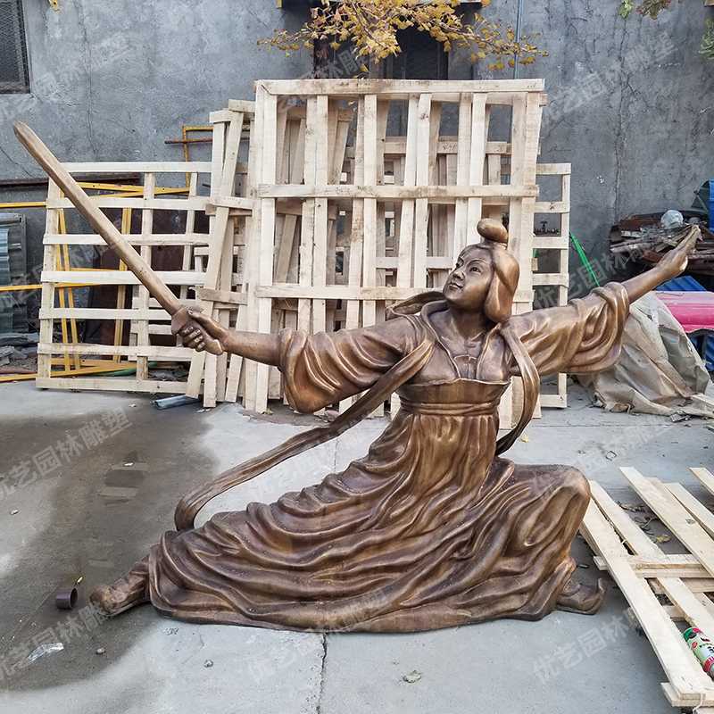 銅舞劍人物雕塑，古代銅人物雕塑